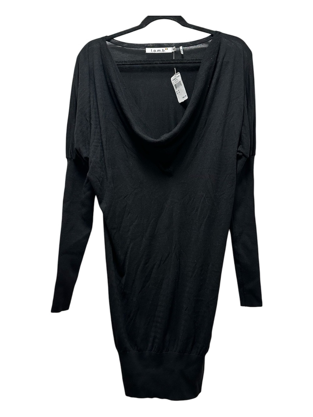 L.A.M.B. Black Long Sleeve Cowl Neck Dress